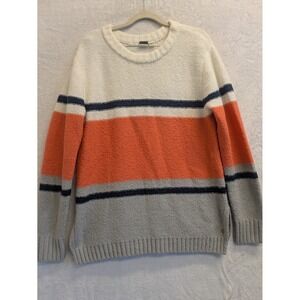 Roxy Women's Sweater Pullover Colorblock Knit‎ Orange Gray Blue Cream Size M